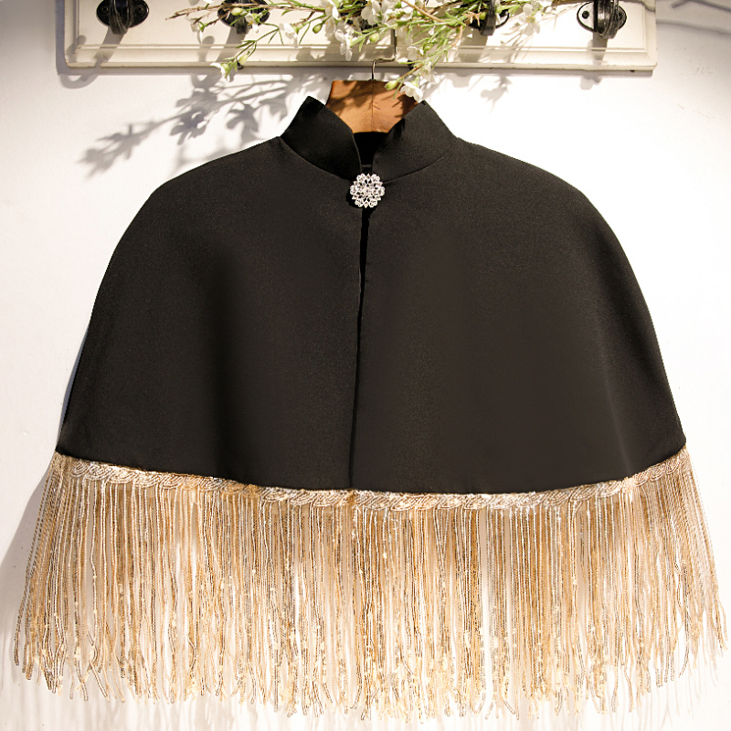 Tassel Fringe Trim - Pashmina con borlas doradas y negras