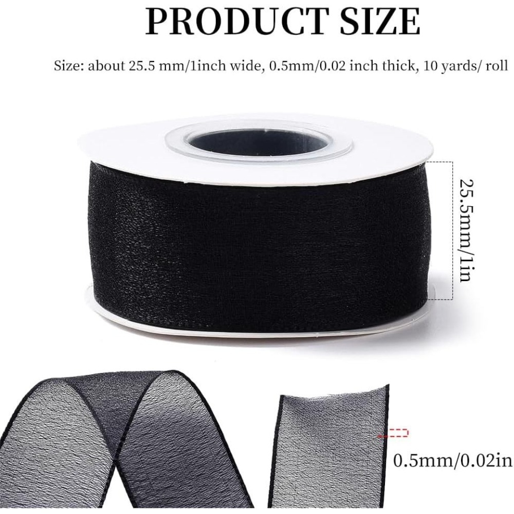 Cinta de organza negra de 1 pu - Organza Ribbon Spool reseña y precio